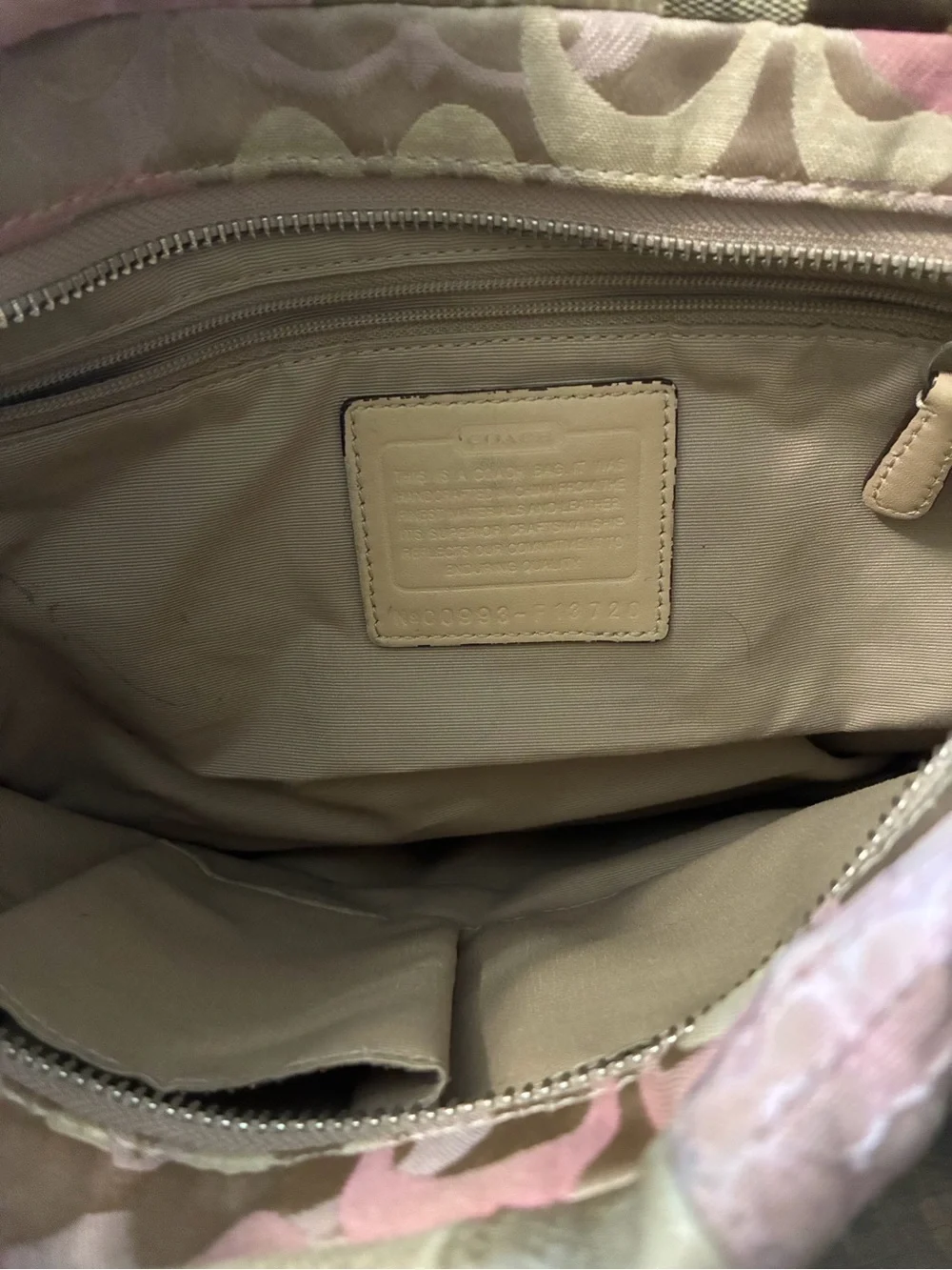 Coach Patchwork Shoulder Bag in Pink and Tan